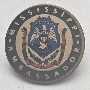 Coat of Arm of Mississippi Ambassador Gold Tone Enamel Lapel Pin
